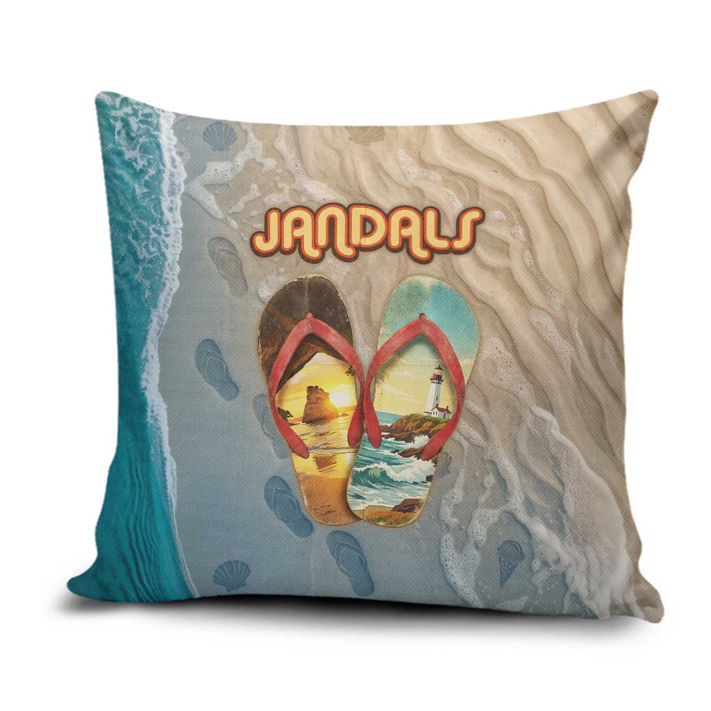 Kiwi Jandal Beach Life Pillow Cover New Zealand Flip Flops Ocean Wave Surf Style