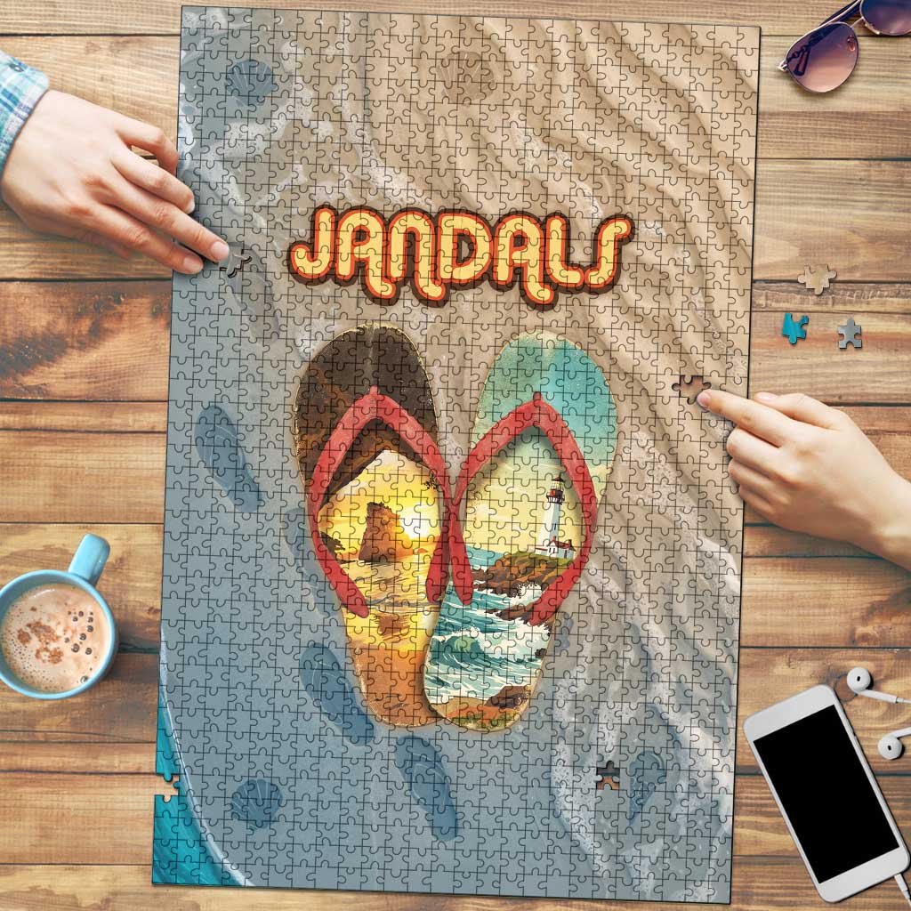 Kiwi Jandal Beach Life Puzzle New Zealand Flip Flops Ocean Wave Surf Style
