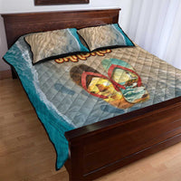 Kiwi Jandal Beach Life Quilt Bed Set New Zealand Flip Flops Ocean Wave Surf Style