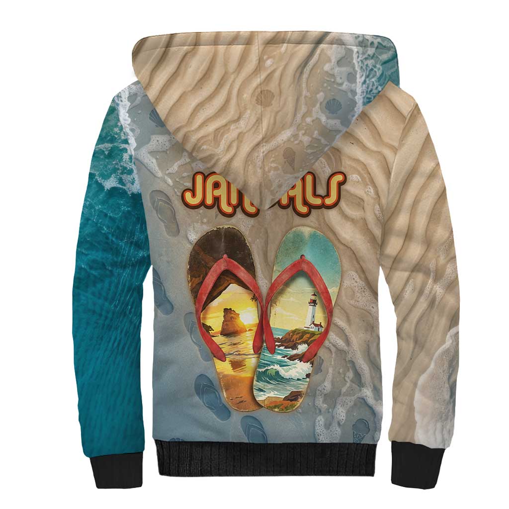 Kiwi Jandal Beach Life Sherpa Hoodie New Zealand Flip Flops Ocean Wave Surf Style