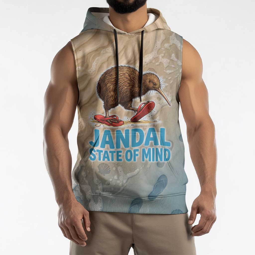 Kiwi Jandal Beach Life Sleeveless Hoodie New Zealand Flip Flops Ocean Wave Surf Style TS04 - Polynesian Pride
