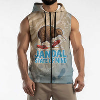 Kiwi Jandal Beach Life Sleeveless Zip Hoodie New Zealand Flip Flops Ocean Wave Surf Style TS04 - Polynesian Pride