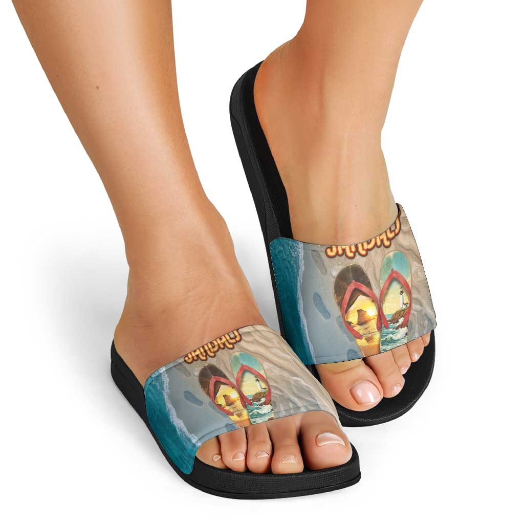 Kiwi Jandal Beach Life Slide Sandals New Zealand Flip Flops Ocean Wave Surf Style
