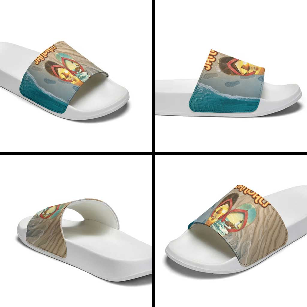 Kiwi Jandal Beach Life Slide Sandals New Zealand Flip Flops Ocean Wave Surf Style