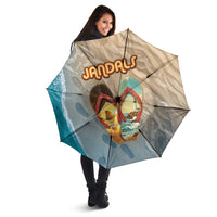 Kiwi Jandal Beach Life Umbrella New Zealand Flip Flops Ocean Wave Surf Style