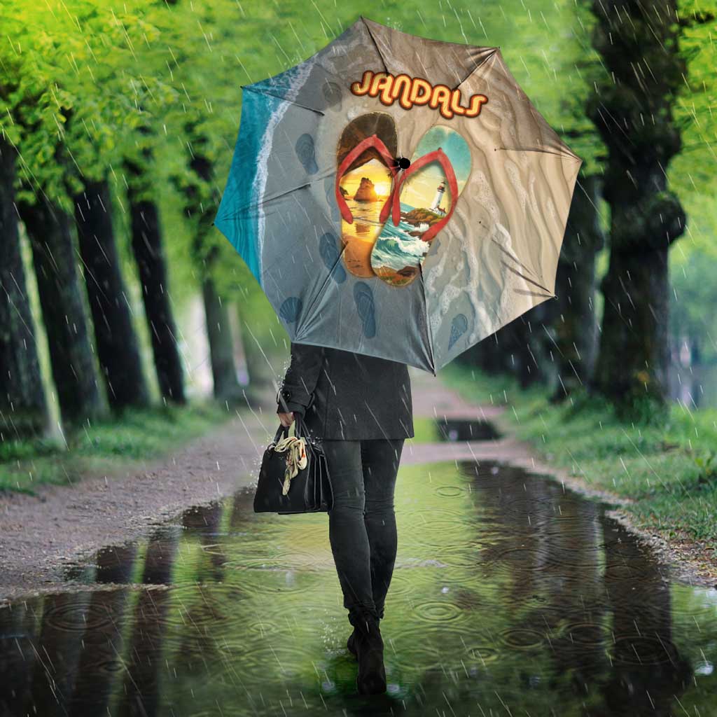 Kiwi Jandal Beach Life Umbrella New Zealand Flip Flops Ocean Wave Surf Style