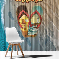 Kiwi Jandal Beach Life Window Curtain New Zealand Flip Flops Ocean Wave Surf Style