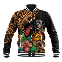 Polynesian Rottweiler Baseball Jacket Polynesian Pattern And Rottweiler TS04 Unisex Black - Polynesian Pride