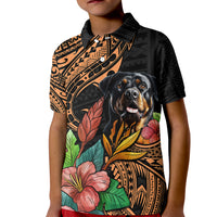 Polynesian Rottweiler Kid Polo Shirt Polynesian Pattern And Rottweiler TS04 Kid Black - Polynesian Pride