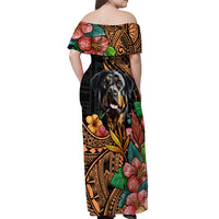 Polynesian Rottweiler Off Shoulder Maxi Dress Polynesian Pattern And Rottweiler TS04 - Polynesian Pride