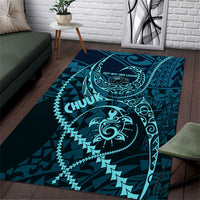 Chuuk Deep Into Truk Lagoon Area Rug Polynesian Tribal Pattern Wreck Diving Teal Ship Art