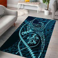 Chuuk Deep Into Truk Lagoon Area Rug Polynesian Tribal Pattern Wreck Diving Teal Ship Art