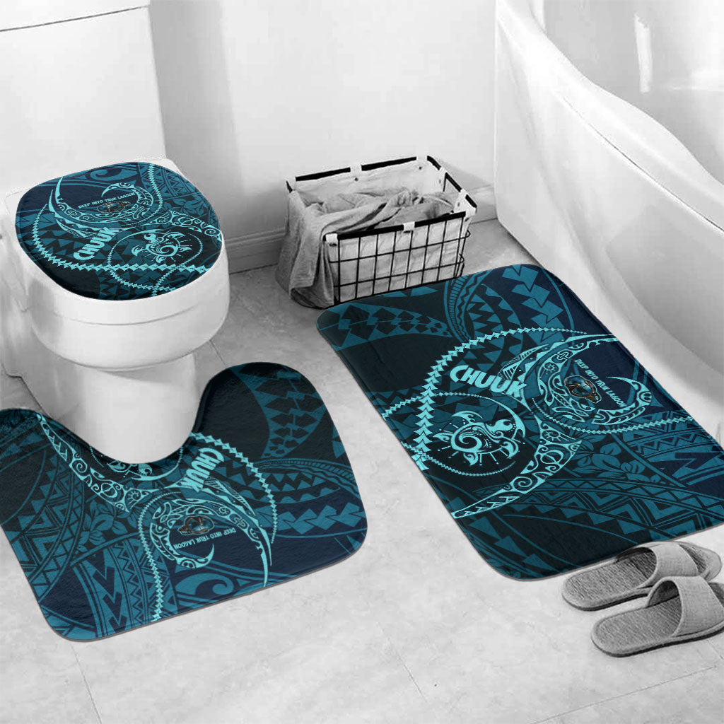 Chuuk Deep Into Truk Lagoon Bathroom Set Polynesian Tribal Pattern Wreck Diving Teal Ship Art