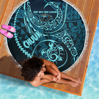Chuuk Deep Into Truk Lagoon Beach Blanket Polynesian Tribal Pattern Wreck Diving Teal Ship Art