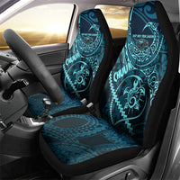 Chuuk Deep Into Truk Lagoon Car Seat Cover Polynesian Tribal Pattern Wreck Diving Teal Ship Art