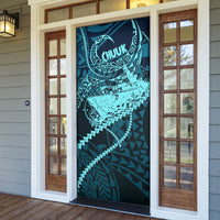 Chuuk Deep Into Truk Lagoon Door Cover Polynesian Tribal Pattern Wreck Diving Teal Ship Art