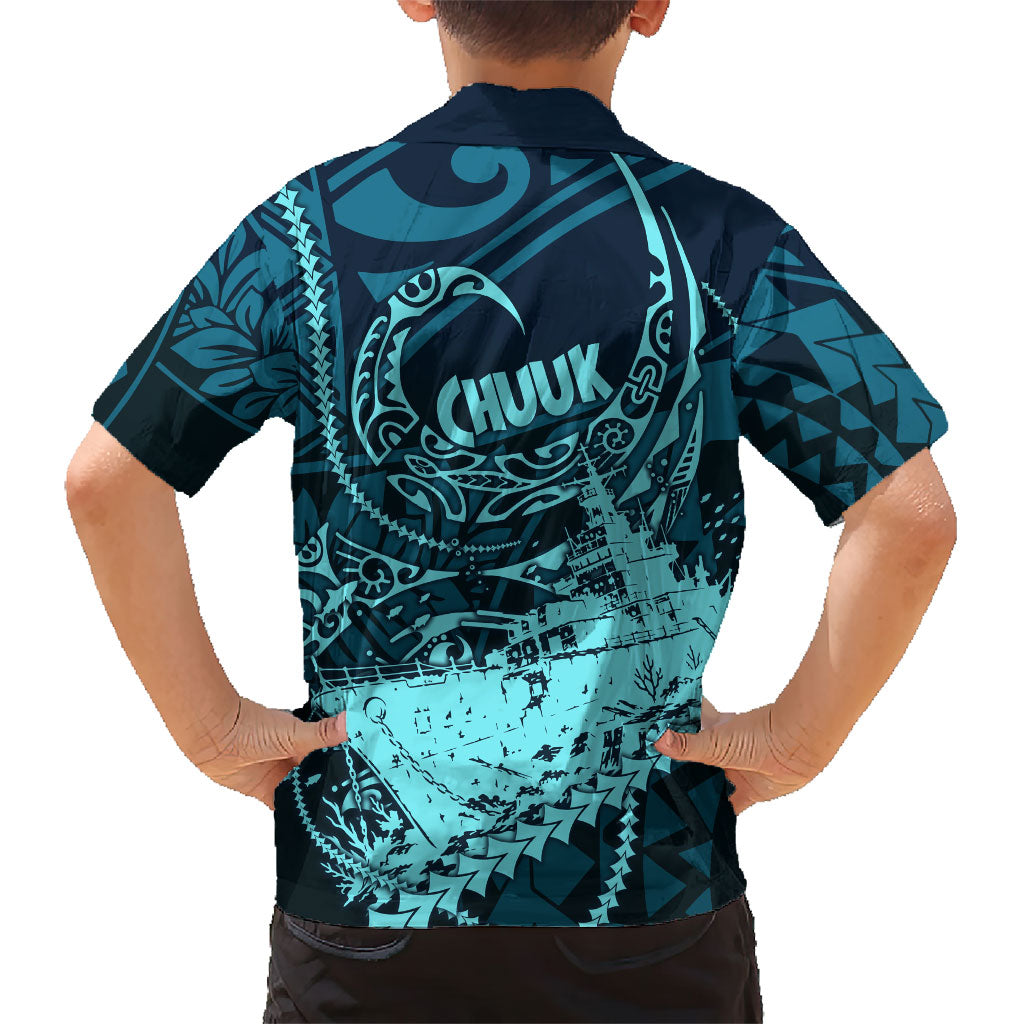 Chuuk Deep Into Truk Lagoon Family Matching Long Sleeve Bodycon Dress and Hawaiian Shirt Polynesian Tribal Pattern Wreck Diving Teal Ship Art TS04 - Polynesian Pride