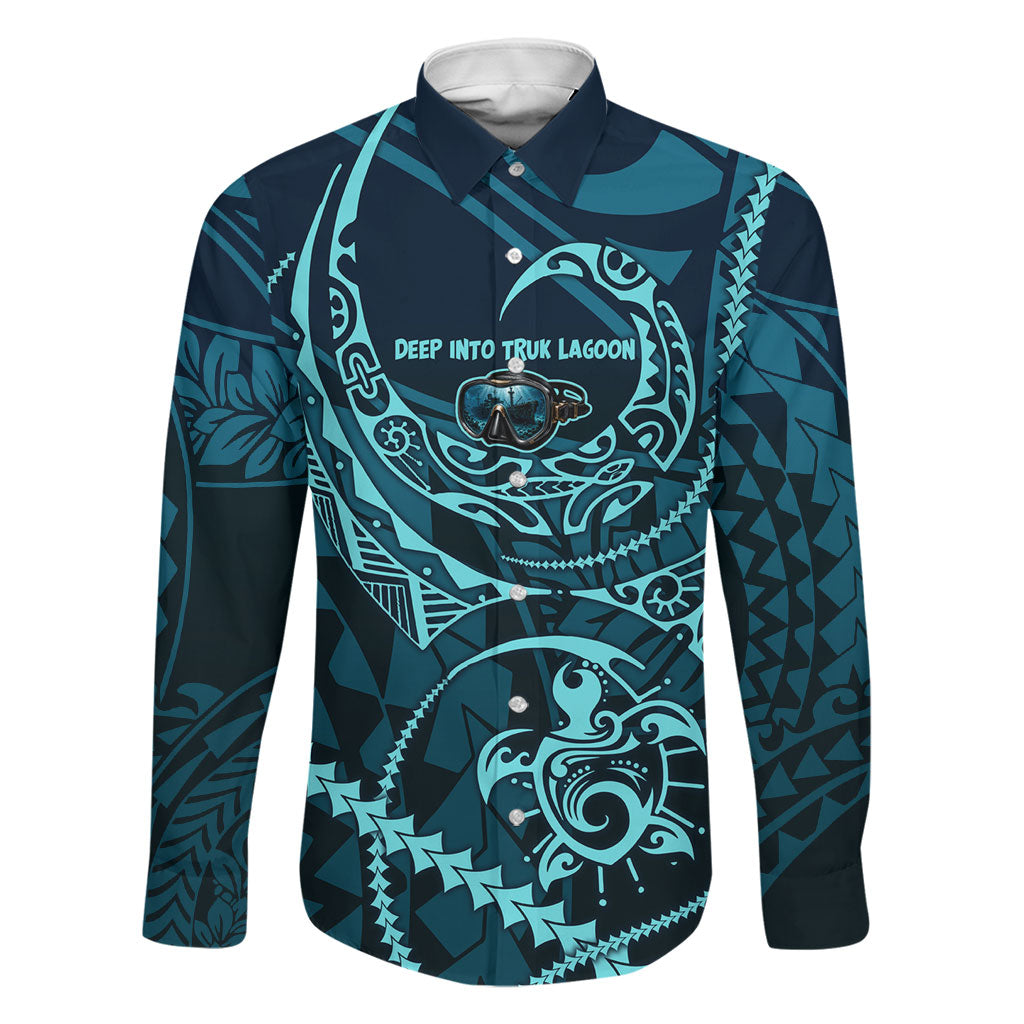 Chuuk Deep Into Truk Lagoon Family Matching Puletasi and Hawaiian Shirt Polynesian Tribal Pattern Wreck Diving Teal Ship Art
