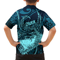 Chuuk Deep Into Truk Lagoon Family Matching Short Sleeve Bodycon Dress and Hawaiian Shirt Polynesian Tribal Pattern Wreck Diving Teal Ship Art TS04 - Polynesian Pride