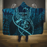 Chuuk Deep Into Truk Lagoon Hooded Blanket Polynesian Tribal Pattern Wreck Diving Teal Ship Art