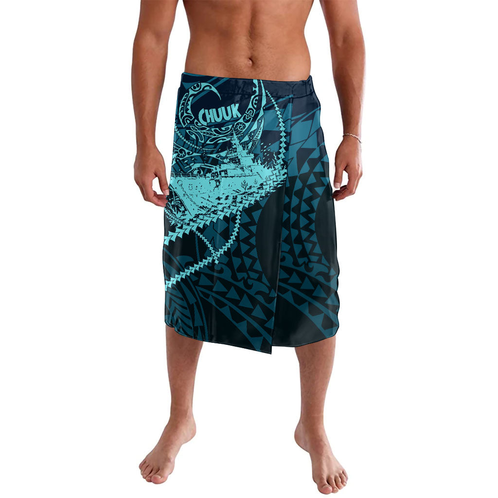 Chuuk Deep Into Truk Lagoon Lavalava Polynesian Tribal Pattern Wreck Diving Teal Ship Art TS04 Blue Black - Polynesian Pride
