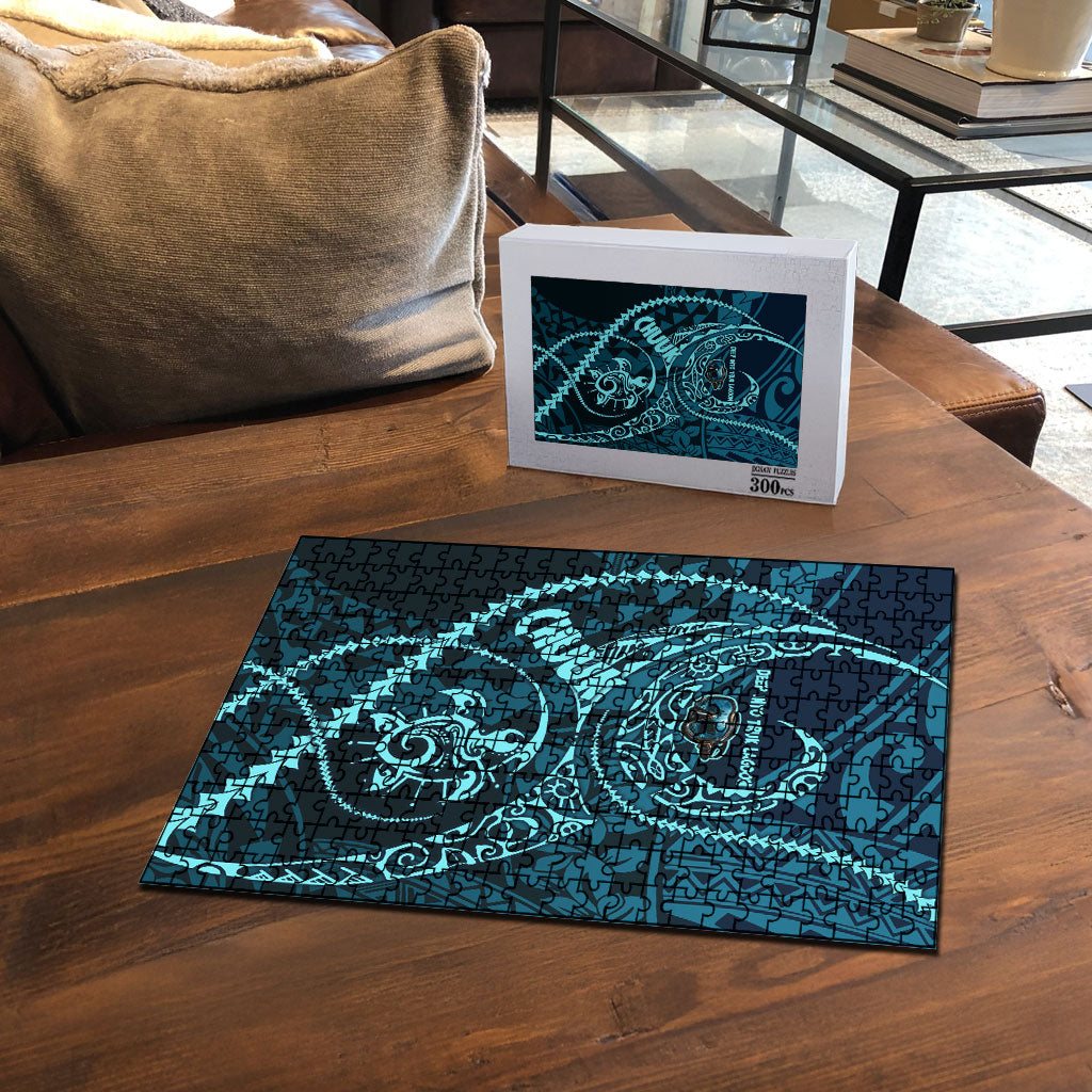 Chuuk Deep Into Truk Lagoon Puzzle Polynesian Tribal Pattern Wreck Diving Teal Ship Art
