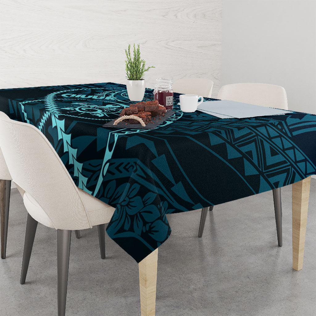 Chuuk Deep Into Truk Lagoon Tablecloth Polynesian Tribal Pattern Wreck Diving Teal Ship Art