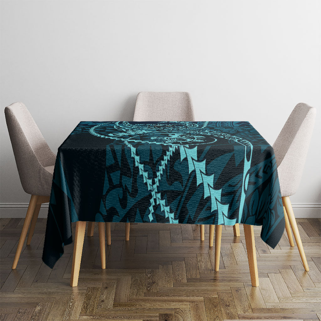 Chuuk Deep Into Truk Lagoon Tablecloth Polynesian Tribal Pattern Wreck Diving Teal Ship Art
