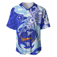 Chuuk Micronesian Roots Baseball Jersey Polynesian Tribal Pattern Hibiscus Flower And Stingray Art