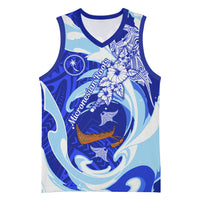 Chuuk Micronesian Roots Basketball Jersey Polynesian Tribal Pattern Hibiscus Flower And Stingray Art