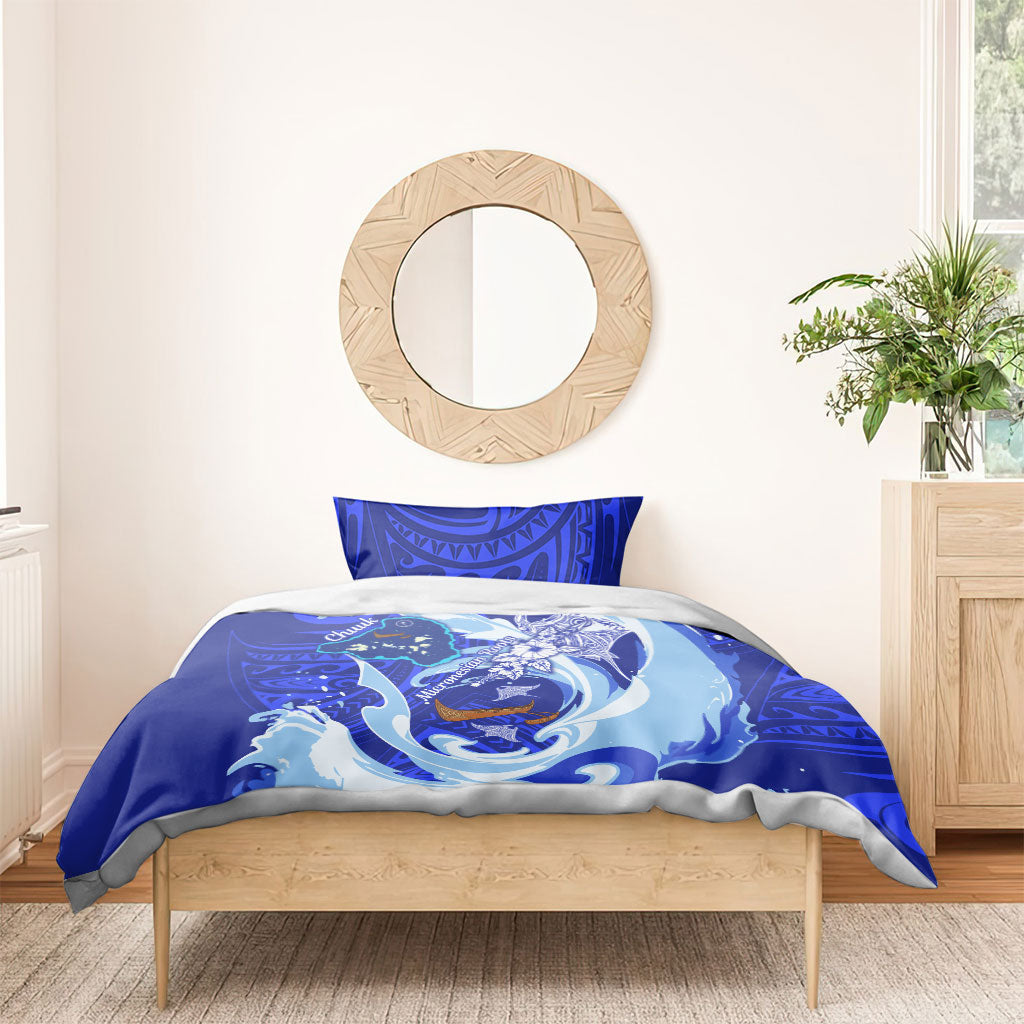 Chuuk Micronesian Roots Bedding Set Polynesian Tribal Pattern Hibiscus Flower And Stingray Art