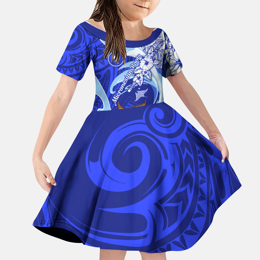 Chuuk Micronesian Roots Family Matching Puletasi and Hawaiian Shirt Polynesian Tribal Pattern Hibiscus Flower And Stingray Art