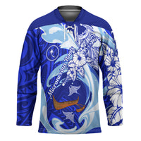 Chuuk Micronesian Roots Hockey Jersey Polynesian Tribal Pattern Hibiscus Flower And Stingray Art