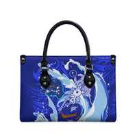 Chuuk Micronesian Roots Leather Bag Polynesian Tribal Pattern Hibiscus Flower And Stingray Art
