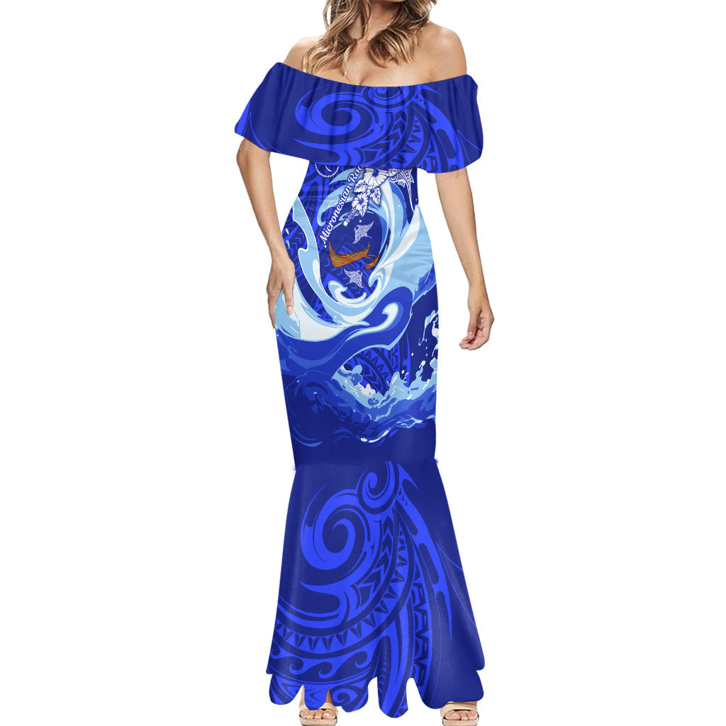 Chuuk Micronesian Roots Mermaid Dress Polynesian Tribal Pattern Hibiscus Flower And Stingray Art