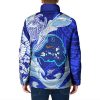 Chuuk Micronesian Roots Padded Jacket Polynesian Tribal Pattern Hibiscus Flower And Stingray Art