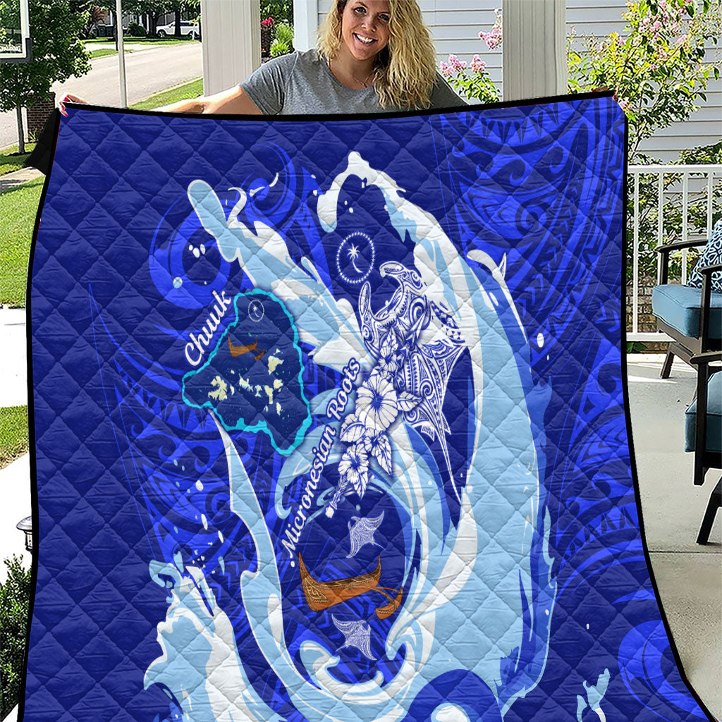 Chuuk Micronesian Roots Quilt Polynesian Tribal Pattern Hibiscus Flower And Stingray Art