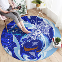 Chuuk Micronesian Roots Round Carpet Polynesian Tribal Pattern Hibiscus Flower And Stingray Art