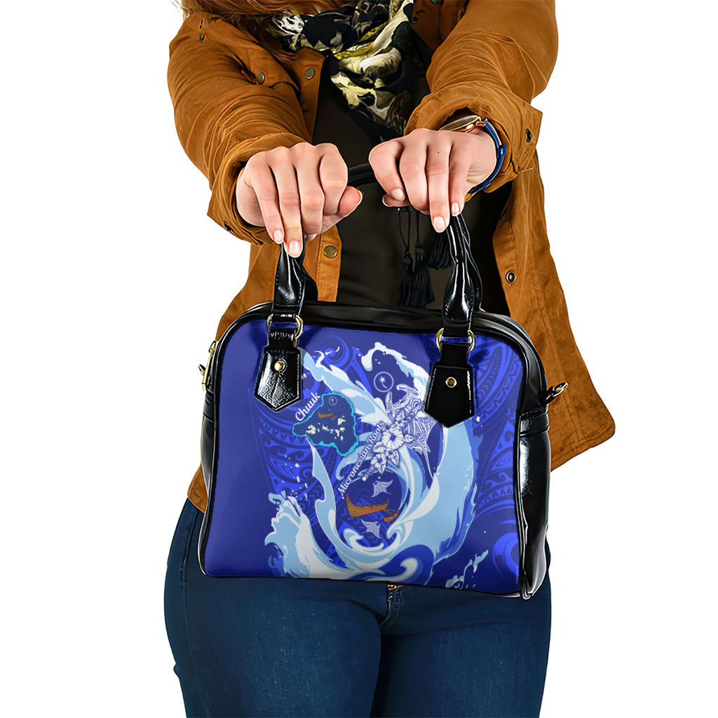 Chuuk Micronesian Roots Shoulder Handbag Polynesian Tribal Pattern Hibiscus Flower And Stingray Art