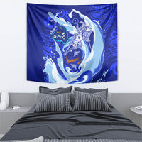 Chuuk Micronesian Roots Tapestry Polynesian Tribal Pattern Hibiscus Flower And Stingray Art