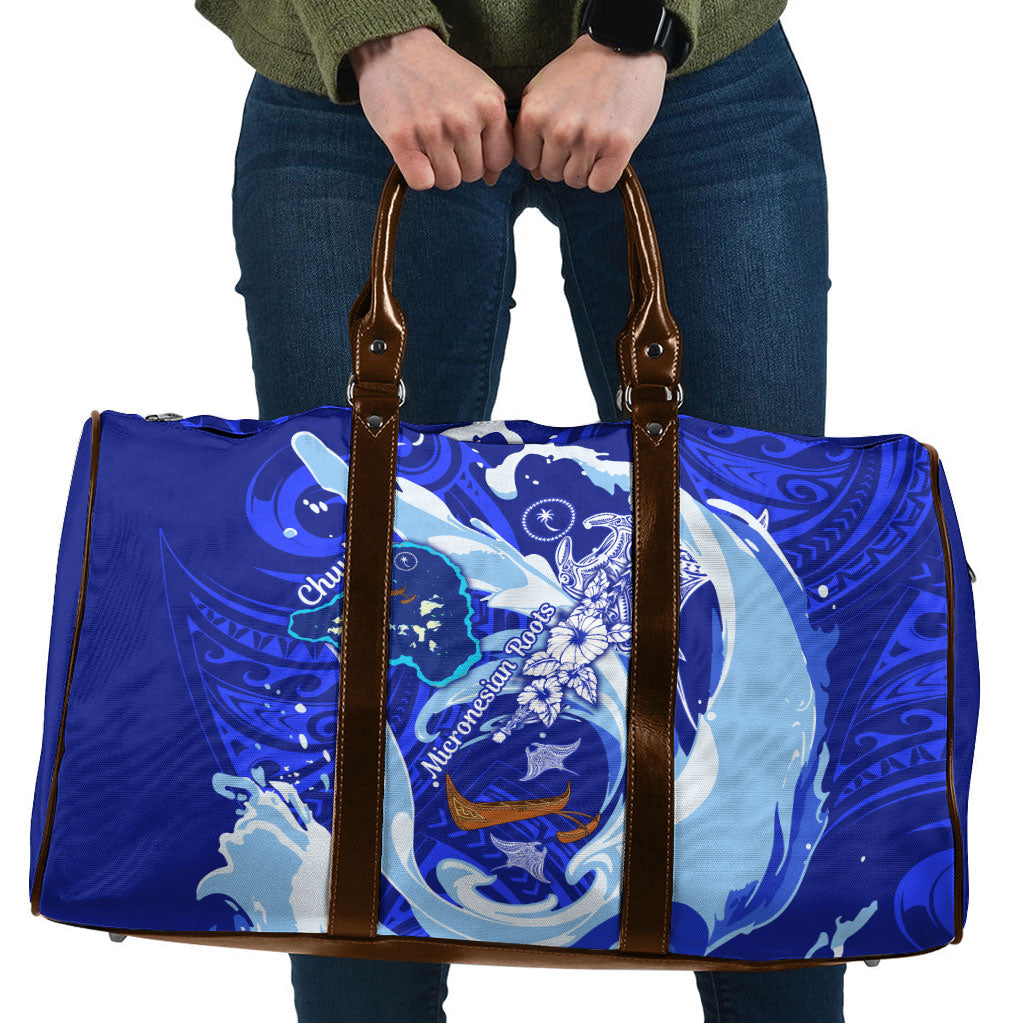 Chuuk Micronesian Roots Travel Bag Polynesian Tribal Pattern Hibiscus Flower And Stingray Art