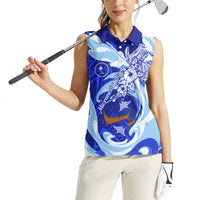 Chuuk Micronesian Roots Women Sleeveless Polo Shirt Polynesian Tribal Pattern Hibiscus Flower And Stingray Art