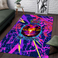 Chuuk Tropical Sunset Coordinates Area Rug Neon Graffiti Polynesian Tribal