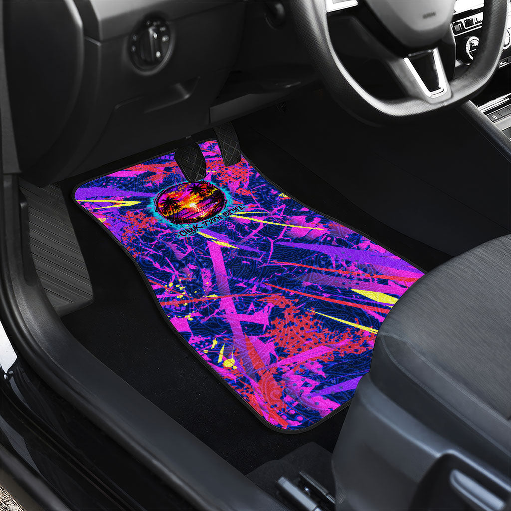 Chuuk Tropical Sunset Coordinates Car Mats Neon Graffiti Polynesian Tribal