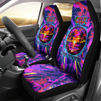 Chuuk Tropical Sunset Coordinates Car Seat Cover Neon Graffiti Polynesian Tribal