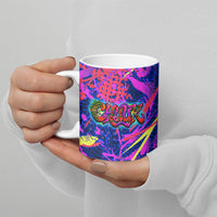 Chuuk Tropical Sunset Coordinates Ceramic Mug Neon Graffiti Polynesian Tribal