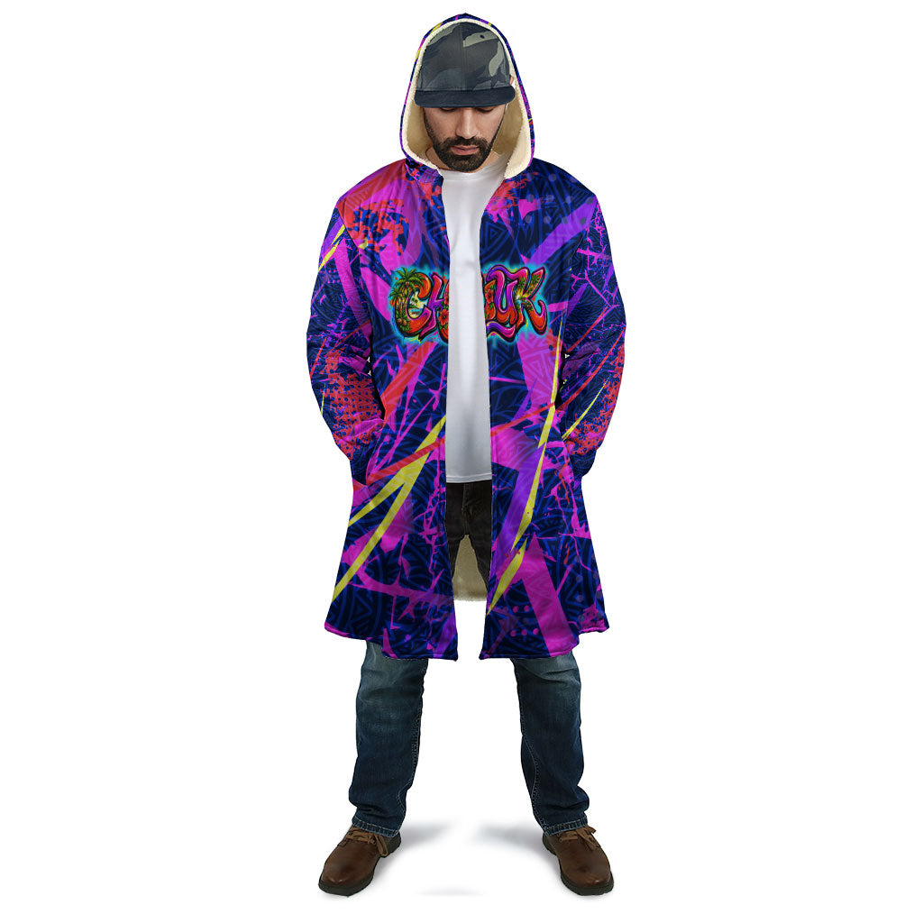 Chuuk Tropical Sunset Coordinates Cloak Neon Graffiti Polynesian Tribal