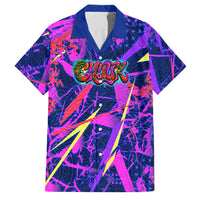 Chuuk Tropical Sunset Coordinates Family Matching Short Sleeve Bodycon Dress and Hawaiian Shirt Neon Graffiti Polynesian Tribal