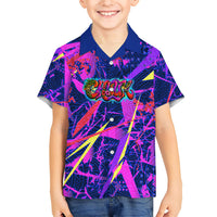 Chuuk Tropical Sunset Coordinates Family Matching Summer Maxi Dress and Hawaiian Shirt Neon Graffiti Polynesian Tribal