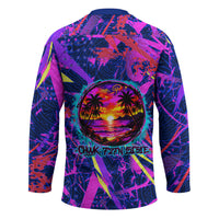 Chuuk Tropical Sunset Coordinates Hockey Jersey Neon Graffiti Polynesian Tribal